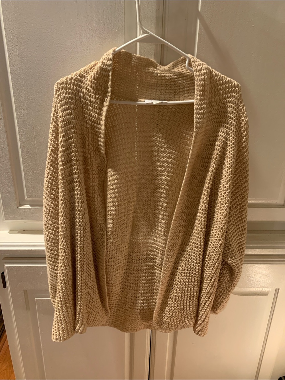 Cozy Cream Open-Front Women's Sweater Cardigan 3/4 Sleeves NWT Large